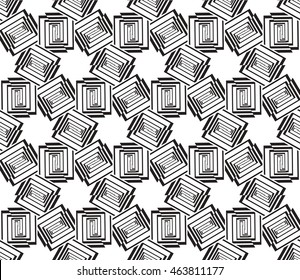 Black-and-white tones. Geometric patterns laid out on a hexagonal pattern of creating seamless vector illustrations. For the textile industry, interior design, graphic arts