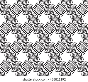 Black-and-white tones. Geometric patterns laid out on a hexagonal pattern of creating seamless vector illustrations. For the textile industry, interior design, graphic arts