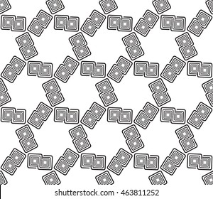Black-and-white tones. Geometric patterns laid out on a hexagonal pattern of creating seamless vector illustrations. For the textile industry, interior design, graphic arts