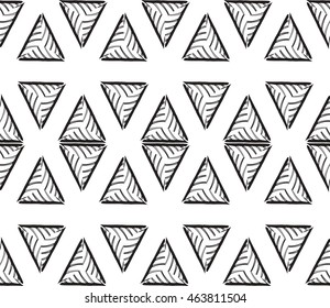 Black-and-white tones. Outline geometric patterns laid out on the hexagonal pattern of creating seamless vector illustrations. For the textile industry, interior design, graphic arts