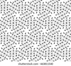 Black-and-white tones. Outline geometric patterns laid out on the hexagonal pattern of creating seamless vector illustrations. For the textile industry, interior design, graphic arts