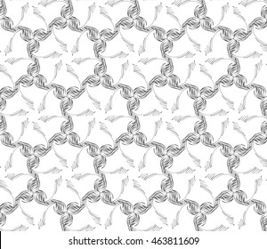 Black-and-white tones. Outline geometric patterns laid out on the hexagonal pattern of creating seamless vector illustrations. For the textile industry, interior design, graphic arts