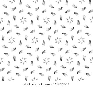 Black-and-white tones. Outline patterns of abstract flowers and petals laid out on the hexagonal pattern of creating seamless vector illustrations. 