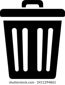 The black-and-white trash bin icon embodies eco-friendly simplicity. Clean lines and a monochromatic palette convey efficiency, reflecting a modern commitment to sustainable waste management.