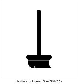 black-and-white vector icon of a floor-cleaning mop. Great for cleaning service or household chore-themed visuals.