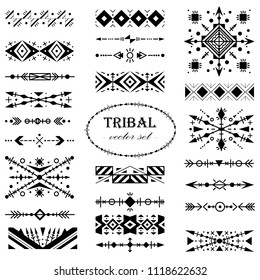 Blackandwhite Vector Tribal Set Design Elements Stock Vector (Royalty ...