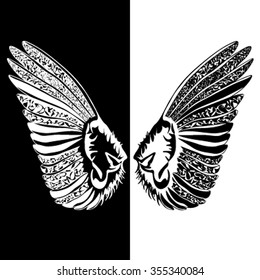 Black-and-white wings of love. Lacy.