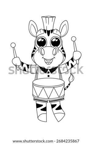Black-and-white zebra performing drum march