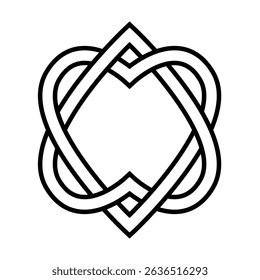 Black-and-white-outline-of-Celtic-heart-shaped-knot-design. Clipart image isolated on background.
