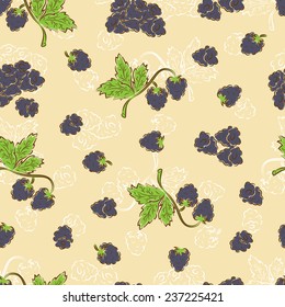 Blackberries. Berries. Floral seamless pattern. 