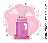 blackberries smoothie with decorative leaves