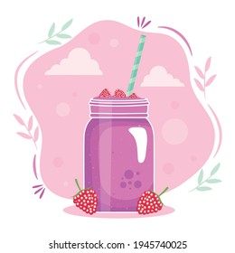 Brombeeren-Smoothie mit dekorativen Blättern