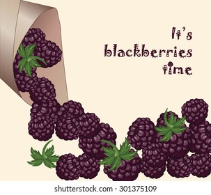 Blackberries Time! Fresh and juicy dessert. Vector
