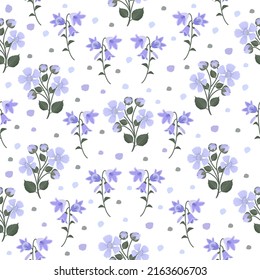 Blackberry and bellflowers, seamless pattern