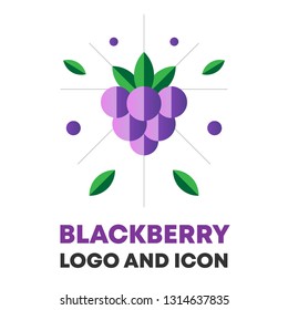 Blackberry, berry vector. Blackberry, berry icon, logo design for brand, food, cosmetic package. Flat blackberry icon, logo for menu. Blackberry icon, logo. Berry vector illustration for company logo.