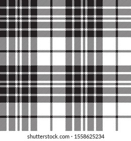 Blackberry clan tartan diagonal black white seamless pattern . Vector illustration.