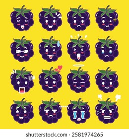 A Blackberry Emoticon set for design element or emoji project