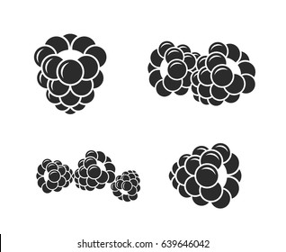 Blackberry. Exotic Fruit. Icon Set. Fresh Blackberries On White Background