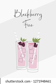 Blackberry Fizz Cocktail Minimal Design