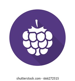 Blackberry flat design long shadow glyph icon. Vector silhouette illustration