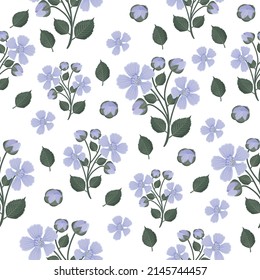 Blackberry flowers pattern, seamless pattern in gentle colors