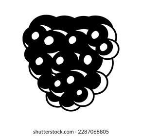 Blackberry fruit black icon isolated on white background. Doodle simple vector emblem, summer juicy food. Juice package or logo design element.