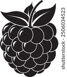 Blackberry Fruit Black And White Illustration
