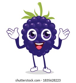 Blackberry Fruit Cartoon In Vector