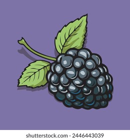 Blackberry fruit illustration in realistic vector design with shadow.