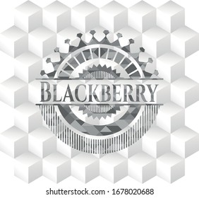 Blackberry grey emblem with cube white background