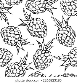Blackberry hand drawn sketch vector illustration seamless pattern.