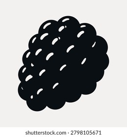 Blackberry hand-drawn style, isolated fruit white