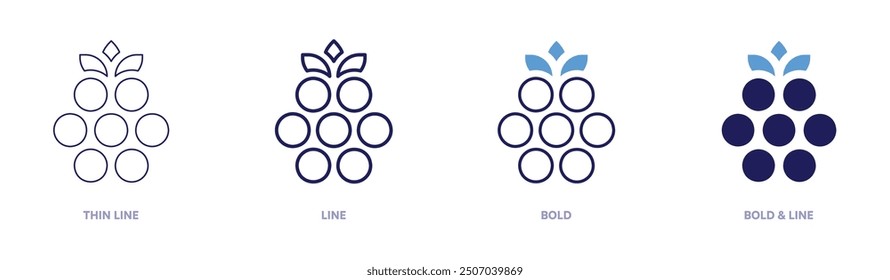 Blackberry Ikone in 4 verschiedenen Stilen. Dünne Linie, Linie, Fett und Fette Linie. Duotone-Stil. Bearbeitbarer Strich.