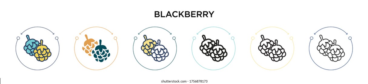 Blackberry icon in filled, thin line, outline and stroke style. Vector illustration of two colored and black blackberry vector icons designs can be used for mobile, ui, web