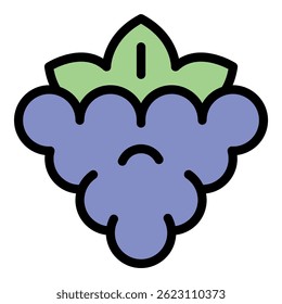 Blackberry icon. Outline blackberry vector icon color flat isolated