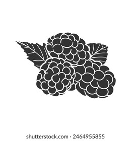 Blackberry Icon Silhouette Illustration. Wild Fruits Vector Graphic Pictogram Symbol Clip Art. Doodle Sketch Black Sign.