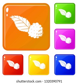 Blackberry icons set collection vector 6 color isolated on white background