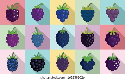 Blackberry Icons Set. Flat Set Of Blackberry Vector Icons For Web Design