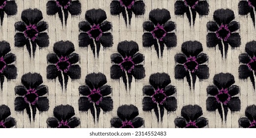 Blackberry ikat tribal boho ata los colores de la mueca flor papel de pared sin costura. Motif étnica hecha a mano bello arte Ikat. Arte de fondo étnico abstracto floral rosa. 