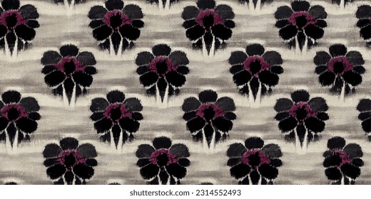 Blackberry ikat tribal boho ata los colores de la mueca flor papel de pared sin costura. Motif étnica hecha a mano bello arte Ikat. Arte de fondo étnico abstracto floral rosa. 