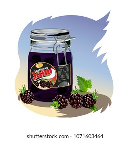 blackberry jam in the jar.