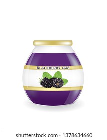 Blackberry jam jar. vector illustration