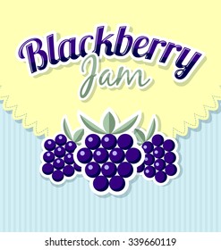 Blackberry jam label with title on striped background