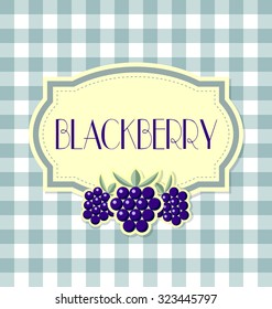 Blackberry label in retro style on squared background