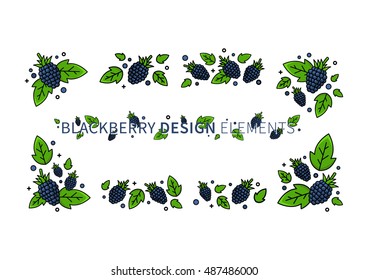 Blackberry line art vector illustration. Blackberry design elements creative concept. Graphic design for poster, banner, placard.
