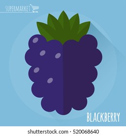 Blackberry.  Long shadow flat design vector icon.