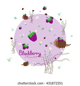 Blackberry meadow with animals