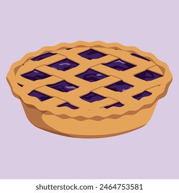 Blackberry pie simple flat illustration