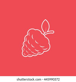 Blackberry Raspberries Line Icon On Red Background