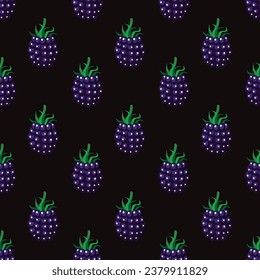 Blackberry seamless pattern on colorful background. Vector illustration.